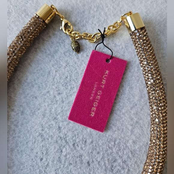 Kurt Geiger London Crystal Eye Pendant Rope Collar Necklace in Gold - Picture 13 of 14
